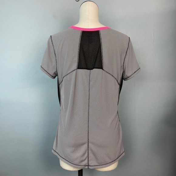 Hannah H2 Black Pink Striped Breathable Mesh Inset Short Sleeve Shirt Size L - Picture 6 of 12